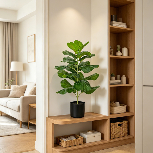 1Pc 30.5in/78cm Artificial Fiddle Leaf Fig Tree/Faux Ficus Lyrata for Home Office Decoration - image 1