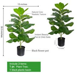 1Pc 30.5in/78cm Artificial Fiddle Leaf Fig Tree/Faux Ficus Lyrata for Home Office Decoration - thumbnail 6