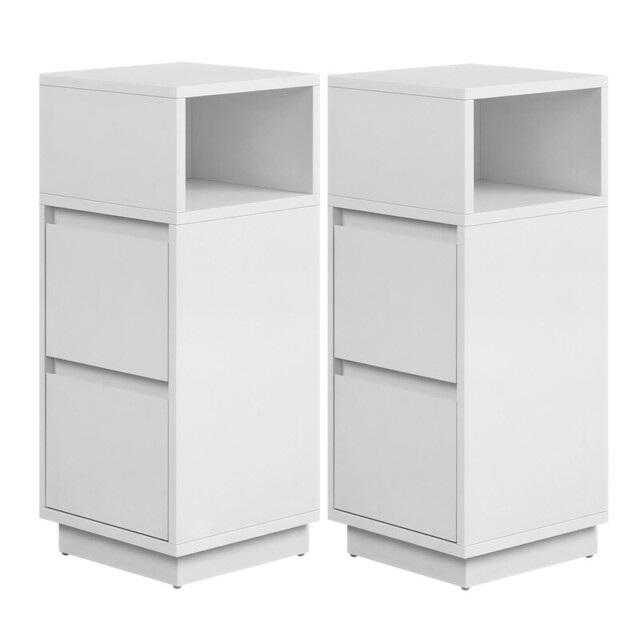Ochama Set Of 2 Slim Cloud White Nightstands, 25x30x65cm Narrow Side Tables With Drawers & Flexible Compartment, Modern Small End Tables For Bedroom Or Living Room - image 1