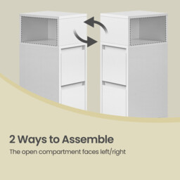Ochama Set Of 2 Slim Cloud White Nightstands, 25x30x65cm Narrow Side Tables With Drawers & Flexible Compartment, Modern Small End Tables For Bedroom Or Living Room - thumbnail 6