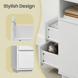Ochama Set Of 2 Slim Cloud White Nightstands, 25x30x65cm Narrow Side Tables With Drawers & Flexible Compartment, Modern Small End Tables For Bedroom Or Living Room - thumbnail 5