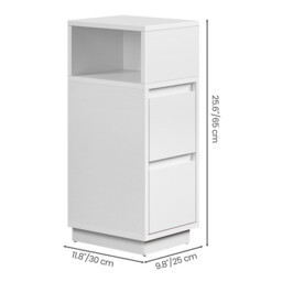 Ochama Set Of 2 Slim Cloud White Nightstands, 25x30x65cm Narrow Side Tables With Drawers & Flexible Compartment, Modern Small End Tables For Bedroom Or Living Room - thumbnail 3
