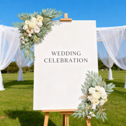 Wei's Moment Artificial Arch Flower Swag Set of 2 for Wedding Welcome Signs Floral Swag Wedding Reception Ceremony Signs Decor (White) - thumbnail 3