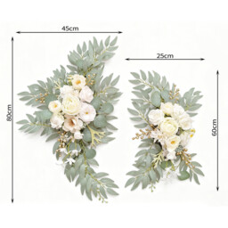 Wei's Moment Artificial Arch Flower Swag Set of 2 for Wedding Welcome Signs Floral Swag Wedding Reception Ceremony Signs Decor (White) - thumbnail 5