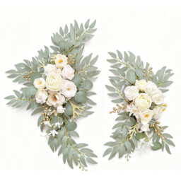 Wei's Moment Artificial Arch Flower Swag Set of 2 for Wedding Welcome Signs Floral Swag Wedding Reception Ceremony Signs Decor (White) - thumbnail 6
