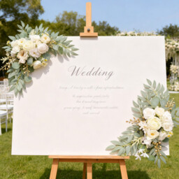 Wei's Moment Artificial Arch Flower Swag Set of 2 for Wedding Welcome Signs Floral Swag Wedding Reception Ceremony Signs Decor (White) - thumbnail 4