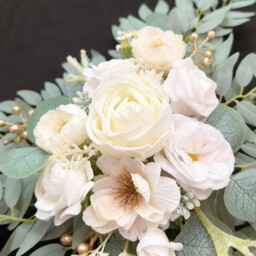 Wei's Moment Artificial Arch Flower Swag Set of 2 for Wedding Welcome Signs Floral Swag Wedding Reception Ceremony Signs Decor (White) - thumbnail 2