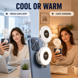 VoxorAI M28 White Fill Light, Selfie Fill Light, Magnetic Selfie Light, Magnetic Beauty Selfie Light, CRI95+ 360° LED Portable Lamp with Mirror, Compatible with iPhone/Android (Selfies, Photography, TikTok, Zoom Calls, and Videos) - thumbnail 3
