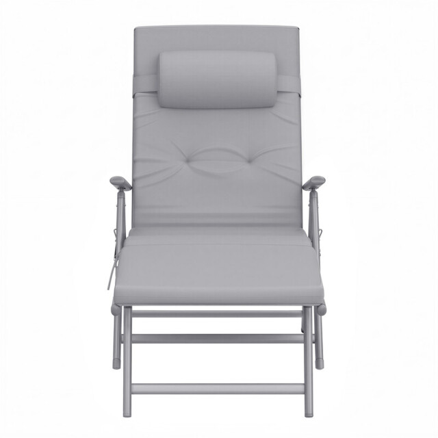 Ochama x SONGMICS Outdoor Lounge Chair, Multi-Level Adjustable Backrest, Lightweight Rust-Proof Aluminum Alloy Frame, Portable Folding Garden Chair with Padded Armrests, Full-Recline Size 60x183x97cm, Ideal for Patio, Poolside, Beach, Camping, Lawn, Grey - image 1