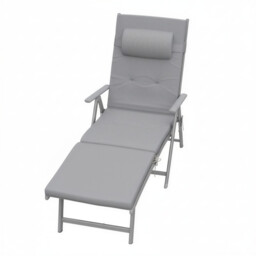 Ochama x SONGMICS Outdoor Lounge Chair, Multi-Level Adjustable Backrest, Lightweight Rust-Proof Aluminum Alloy Frame, Portable Folding Garden Chair with Padded Armrests, Full-Recline Size 60x183x97cm, Ideal for Patio, Poolside, Beach, Camping, Lawn, Grey - thumbnail 2