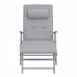 Ochama x SONGMICS Outdoor Lounge Chair, Multi-Level Adjustable Backrest, Lightweight Rust-Proof Aluminum Alloy Frame, Portable Folding Garden Chair with Padded Armrests, Full-Recline Size 60x183x97cm, Ideal for Patio, Poolside, Beach, Camping, Lawn, Grey