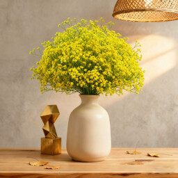 Wei's moment 5Pcs Artificial Flowers, Fake Flowers Silk Plastic Artificial Gypsophila Realistic Flower Arrangements Wedding Decoration Table Centerpieces Yellow