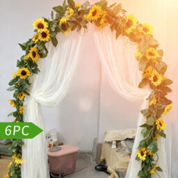 Wei's Moment 4Pcs 7.87FT Artificial Sunflower Garland Fake Silk Sunflowers Vines Yellow Faux Daisy Flower Garland Wall Hanging Plants for Home Wedding Party Garden Decoration DIY Wreath - thumbnail 3