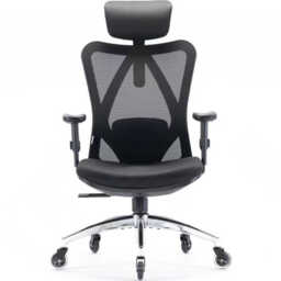 SIHOO Office Chair Ergonomic Desk Chair, Breathable Mesh Design High Back Computer Chair, Adjustable Headrest and Lumbar Support, Upgraded to Rollerblade Wheels (Black)