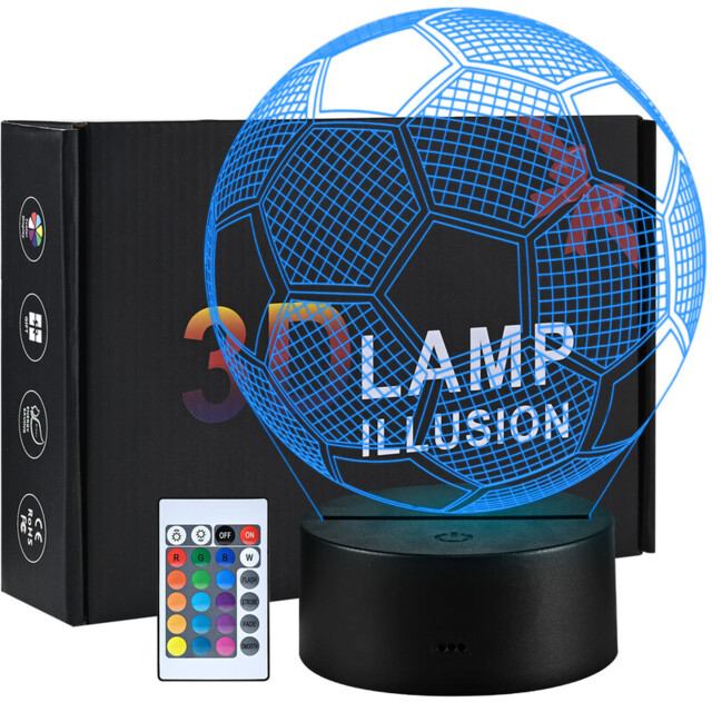 Vivreal 3D LED Illusion Football Night Light with Remote 16 Color with Acrylic Flat & ABS Base & USB Charger, New Year Sale , Top gift picks - image 1