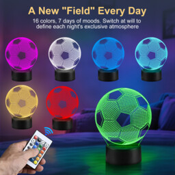 Vivreal 3D LED Illusion Football Night Light with Remote 16 Color with Acrylic Flat & ABS Base & USB Charger, New Year Sale , Top gift picks - thumbnail 3