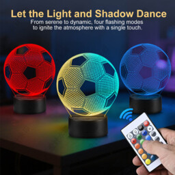 Vivreal 3D LED Illusion Football Night Light with Remote 16 Color with Acrylic Flat & ABS Base & USB Charger, New Year Sale , Top gift picks - thumbnail 5
