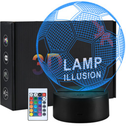 Vivreal 3D LED Illusion Football Night Light with Remote 16 Color with Acrylic Flat & ABS Base & USB Charger, New Year Sale , Top gift picks - thumbnail 1