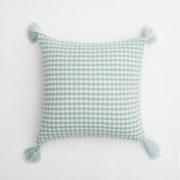 MEROPE, Acrylic Knit/Waffle Cushion Cover, 50x50cm, light blue/white, 1pack - thumbnail 2