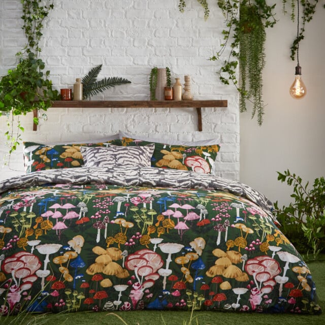 Furn Duvet Cover Set Amanita Forest Green Single - image 1