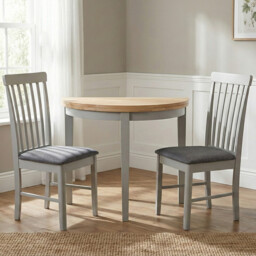 Dining & Console Table Altona Round/Half Moon Extendable Grey/Oak D:90cm - thumbnail 2