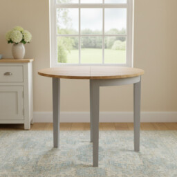 Dining & Console Table Altona Round/Half Moon Extendable Grey/Oak D:90cm - thumbnail 1