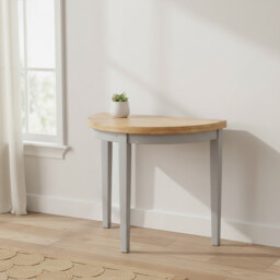 Dining & Console Table Altona Round/Half Moon Extendable Grey/Oak D:90cm - thumbnail 4