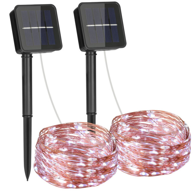 Vivreal 2PCS Solar Copper Wire String Lights – 8M (26 ft) 80 LEDs Cool White, Waterproof Outdoor Fairy Lights for Garden, Patio & Holiday Decoration, New Year Sale , Top gift picks - image 1