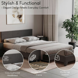 Vida Designs Bed Frame Victoria Linen Dark Grey King - thumbnail 3