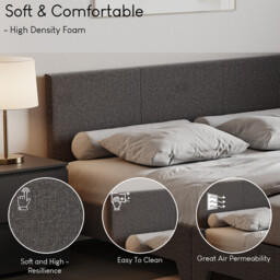 Vida Designs Bed Frame Victoria Linen Dark Grey King - thumbnail 7