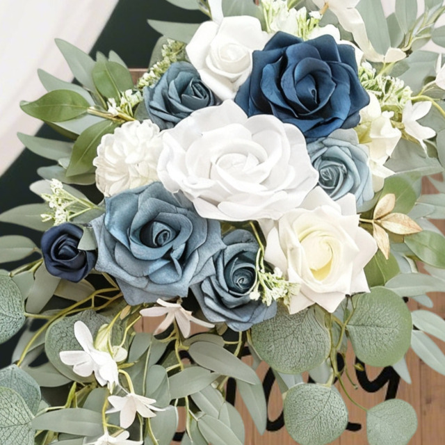 Wei's Moment Dusty Blue Flower for Wedding Welcome Signs Decorations, Artificial Wedding Arch Flowers for Wedding Ceremony (Set of 2) - image 1