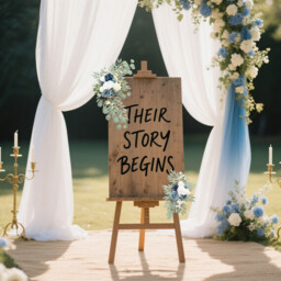 Wei's Moment Dusty Blue Flower for Wedding Welcome Signs Decorations, Artificial Wedding Arch Flowers for Wedding Ceremony (Set of 2) - thumbnail 2