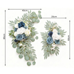 Wei's Moment Dusty Blue Flower for Wedding Welcome Signs Decorations, Artificial Wedding Arch Flowers for Wedding Ceremony (Set of 2) - thumbnail 5
