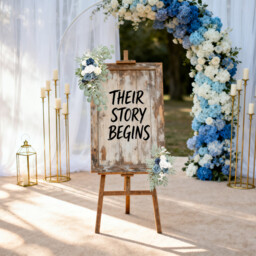 Wei's Moment Dusty Blue Flower for Wedding Welcome Signs Decorations, Artificial Wedding Arch Flowers for Wedding Ceremony (Set of 2) - thumbnail 3