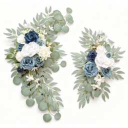 Wei's Moment Dusty Blue Flower for Wedding Welcome Signs Decorations, Artificial Wedding Arch Flowers for Wedding Ceremony (Set of 2) - thumbnail 4
