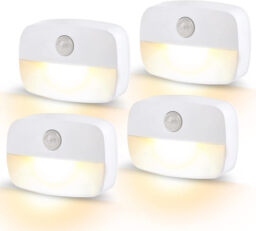 VIVREAL Motion Sensor Night Lights 4-Pack with 3200K–2800K Warm White Glow， 35LM Brightness， Battery Powered， T023, New Year Sale , Top gift picks - thumbnail 1