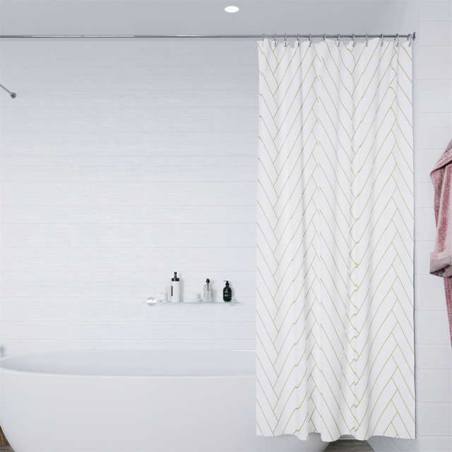 Croydex Shower Curtain Art Deco Proseal® White/Gold 180x180cm - image 1