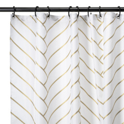 Croydex Shower Curtain Art Deco Proseal® White/Gold 180x180cm - thumbnail 2