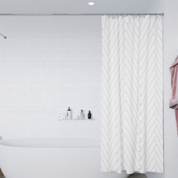 Croydex Shower Curtain Art Deco Proseal® White/Gold 180x180cm - thumbnail 1