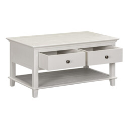 Coffee Table Provence 2 Drawers Rustic Pine White - thumbnail 6