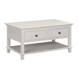 Coffee Table Provence 2 Drawers Rustic Pine White - thumbnail 7