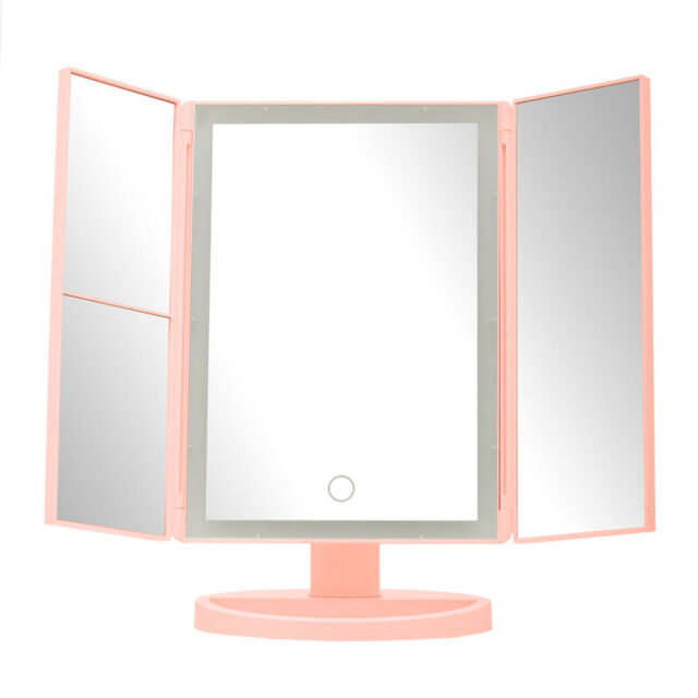 Premier Housewares Beauty Mirror Cassini Tri Fold LED - Pink - image 1