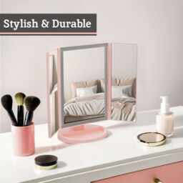 Premier Housewares Beauty Mirror Cassini Tri Fold LED - Pink - thumbnail 5