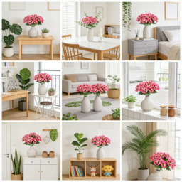 Yuejia 4Pcs 11in/28cmArtificial Pansies Flowers Outdoor Faux Flowers Plastic Plants Artificial Silk Flowers for Front Porch Garden Window Box Hanging Planter Decoration(rose red) - thumbnail 2
