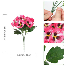 Yuejia 4Pcs 11in/28cmArtificial Pansies Flowers Outdoor Faux Flowers Plastic Plants Artificial Silk Flowers for Front Porch Garden Window Box Hanging Planter Decoration(rose red) - thumbnail 6