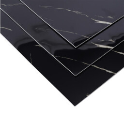LIVINGANDHOME 10 Pcs Waterproof Marble Wall Tile Stickers, Black - thumbnail 7