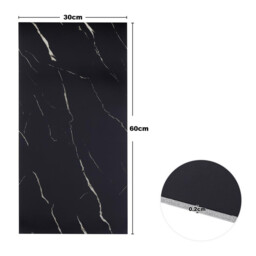 LIVINGANDHOME 10 Pcs Waterproof Marble Wall Tile Stickers, Black - thumbnail 4
