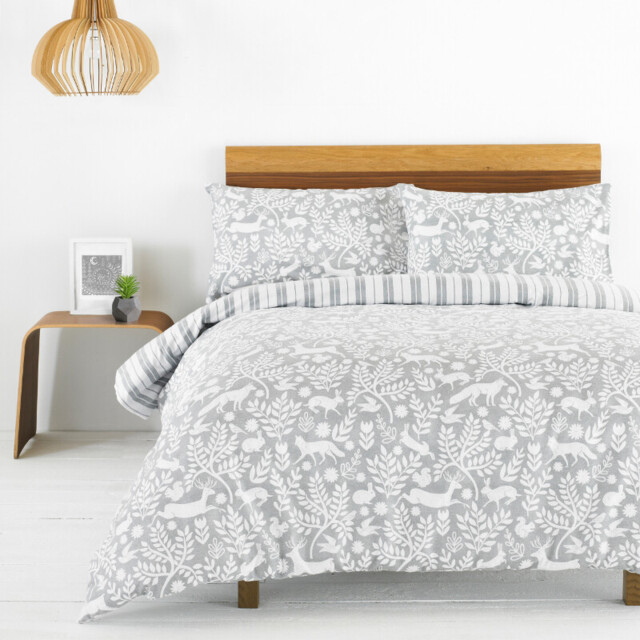 Furn Duvet Cover Set Skandi Woodland Grey Single