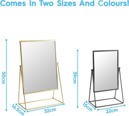 Harbour Housewares Metallic Frame Table Vanity Mirror Adjustable - 22 x 39cm - Gold - thumbnail 7