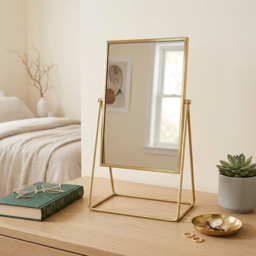 Harbour Housewares Metallic Frame Table Vanity Mirror Adjustable - 22 x 39cm - Gold - thumbnail 6